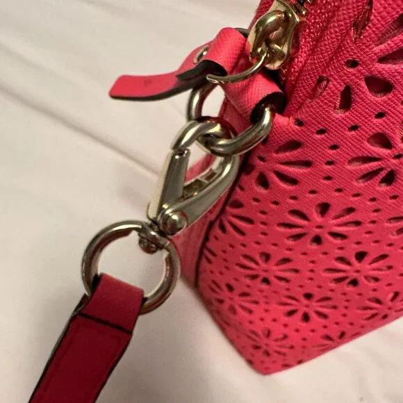 Kate Spade Maise Cedar Street Perforated Leather Bag Neon Pink - Picture 6 of 9